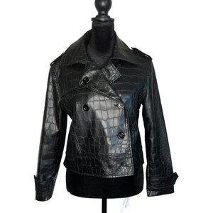 Vintage Fiorucci 2000s Faux Leather Reptile Skin Crop Jacket Angels Size 12